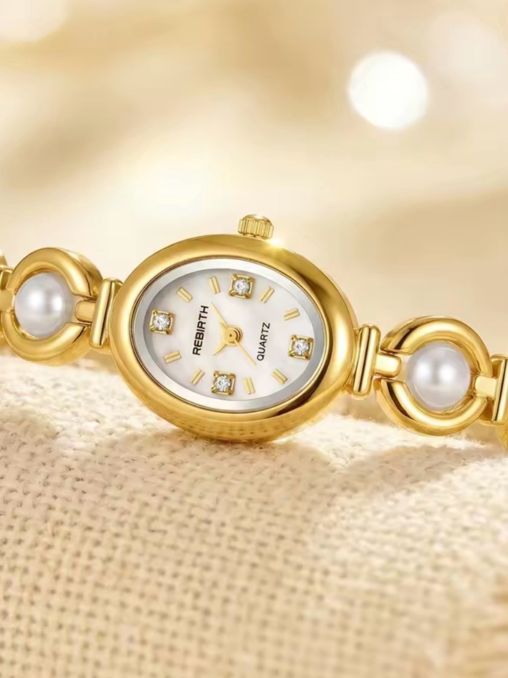 Gold Classic Pearl Bracelet Watch - Picture 7 of 8